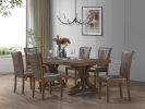 78.74''Rectangular Rubber Wood Dining Table for 6-8 with Wooden Trestle Pedestal Base