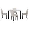 Five-piece dining set with imitation marble tabletop, restaurant combination set, solid wood dining table and 4 chairs