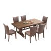 78.74''Rectangular Rubber Wood Dining Table for 6-8 with Wooden Trestle Pedestal Base