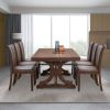 78.74''Rectangular Rubber Wood Dining Table for 6-8 with Wooden Trestle Pedestal Base