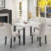 Five-piece dining set with imitation marble tabletop, restaurant combination set, solid wood dining table and 4 chairs