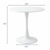 White Round Table, Modern Dining Table, MDF Top and Steel Base Tulip Round Kitchen Table, Mid Century Coffee Table for Living Room 24 Inch