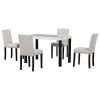 Five-piece dining set with imitation marble tabletop, restaurant combination set, solid wood dining table and 4 chairs
