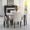 Five-piece dining set with imitation marble tabletop, restaurant combination set, solid wood dining table and 4 chairs