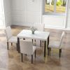 Five-piece dining set with imitation marble tabletop, restaurant combination set, solid wood dining table and 4 chairs