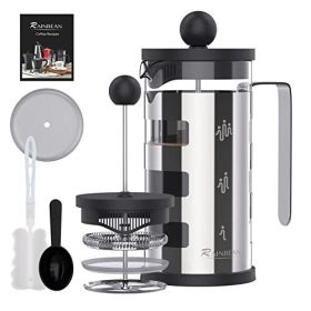 French Press Cafetiere 4 Cups, Stainless Steel Body Shell Coffee Maker- Heat Resistant - Stainless Steel Filter Coffee Press For Coffee Lover, Silver, (Option: 350ml)
