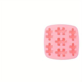 1pc; Puzzle Piece Chocolate Mold; 3D Silicone Mold; Pizzle Piece Shaped Candy Mold; Fondant Mold; Jello Mold; Ice Cube Trays; For DIY Cake Decorating (Color: Pink 1pc)