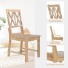 Rustic 5-Piece Extendable Dining Table Set Round Trestle Table and 4 Cross Back Dining Chairs for Kitchen, Dining Room